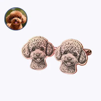 Custom Engraved Pet Face Photo Cufflinks