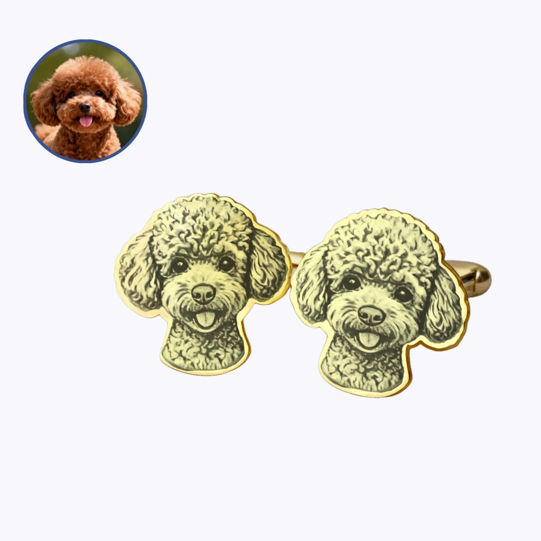 Custom Engraved Pet Face Photo Cufflinks