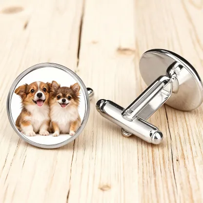 Custom Pet Face Colorful Photo Cufflinks