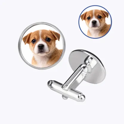 Custom Pet Face Colorful Photo Cufflinks