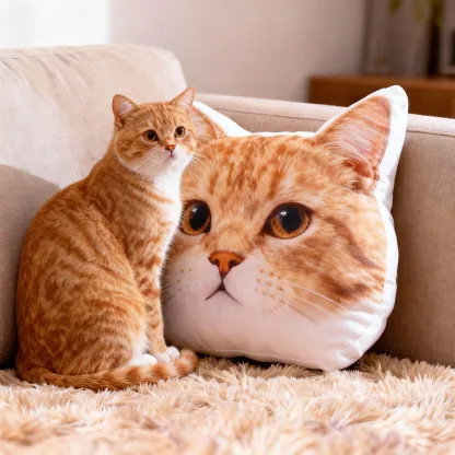 Personalized Double-sided Dog Cat Pet Face Photo Throw Pillow