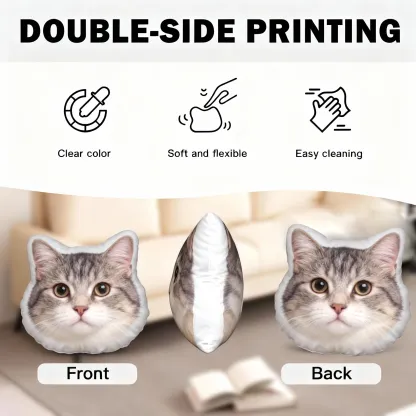 Personalized Double-sided Dog Cat Pet Face Photo Throw Pillow