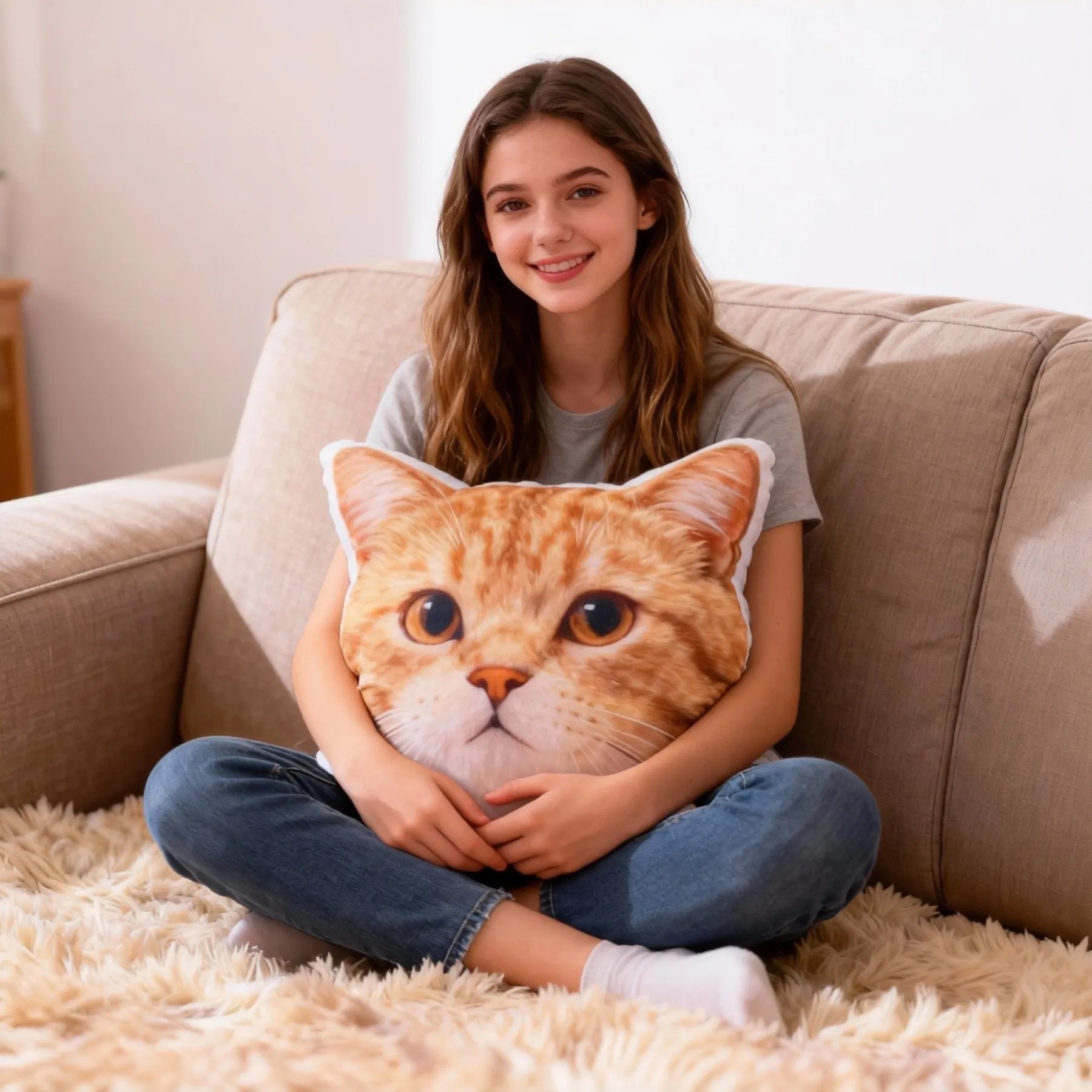 Personalized Double-sided Dog Cat Pet Face Photo Throw Pillow