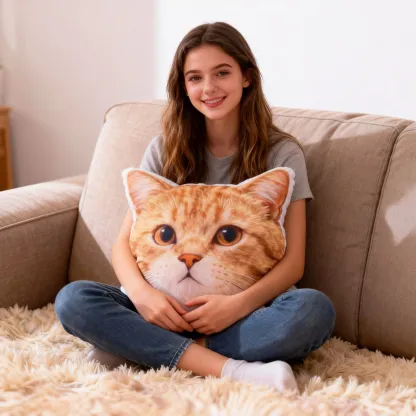 Personalized Double-sided Dog Cat Pet Face Photo Throw Pillow