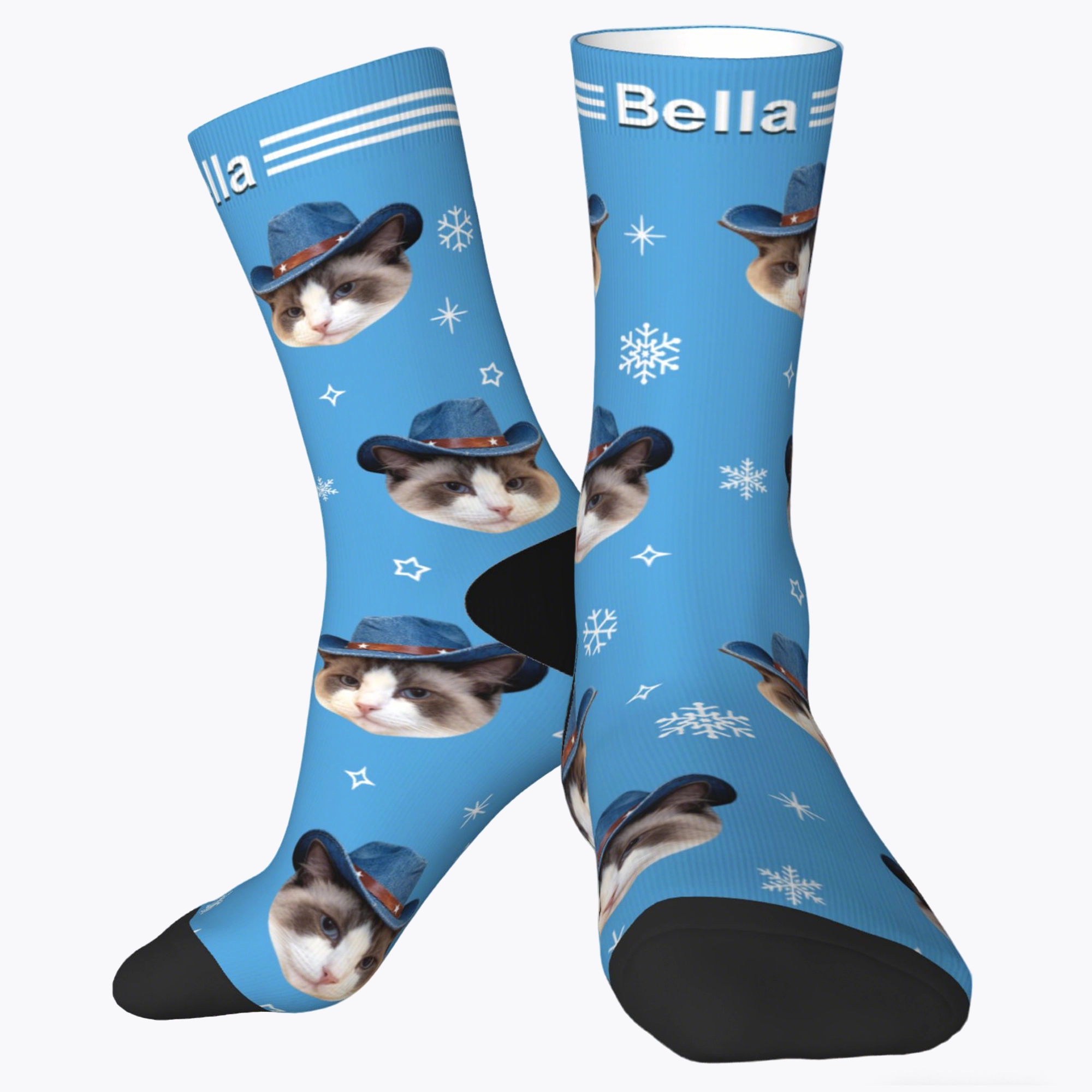 Custom Pet Face Snowflake Socks