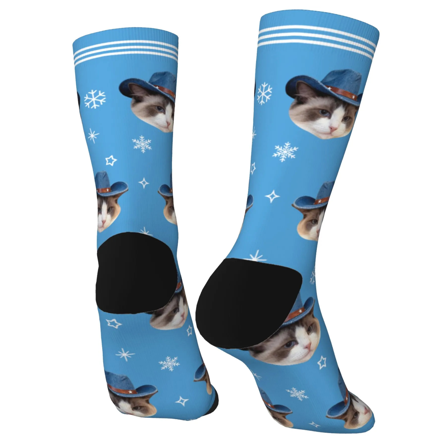 Custom Pet Face Snowflake Socks