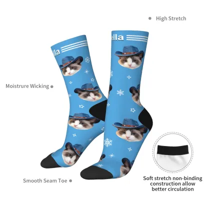 Custom Pet Face Snowflake Socks