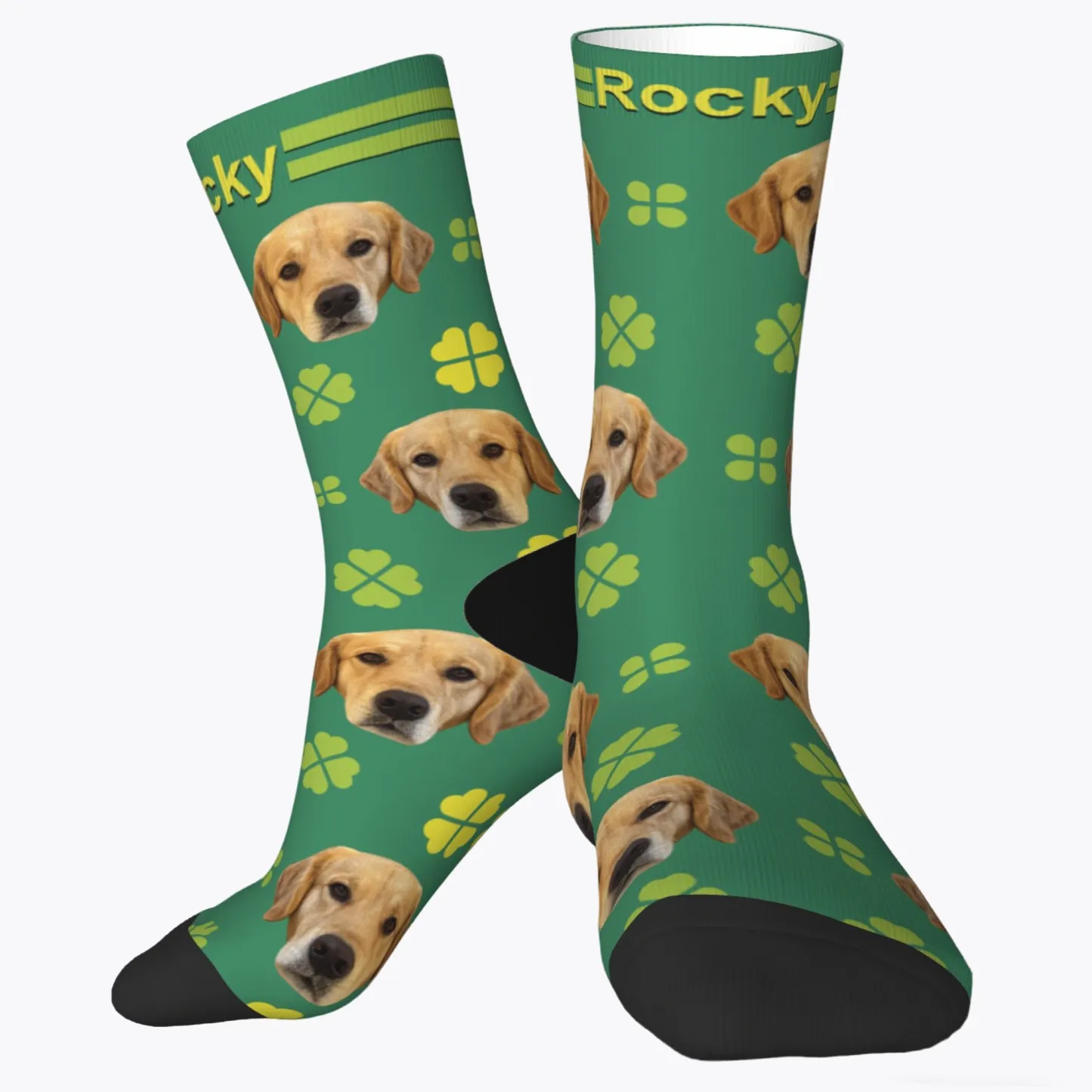 Custom Pet Face Four-leaf Clover Socks