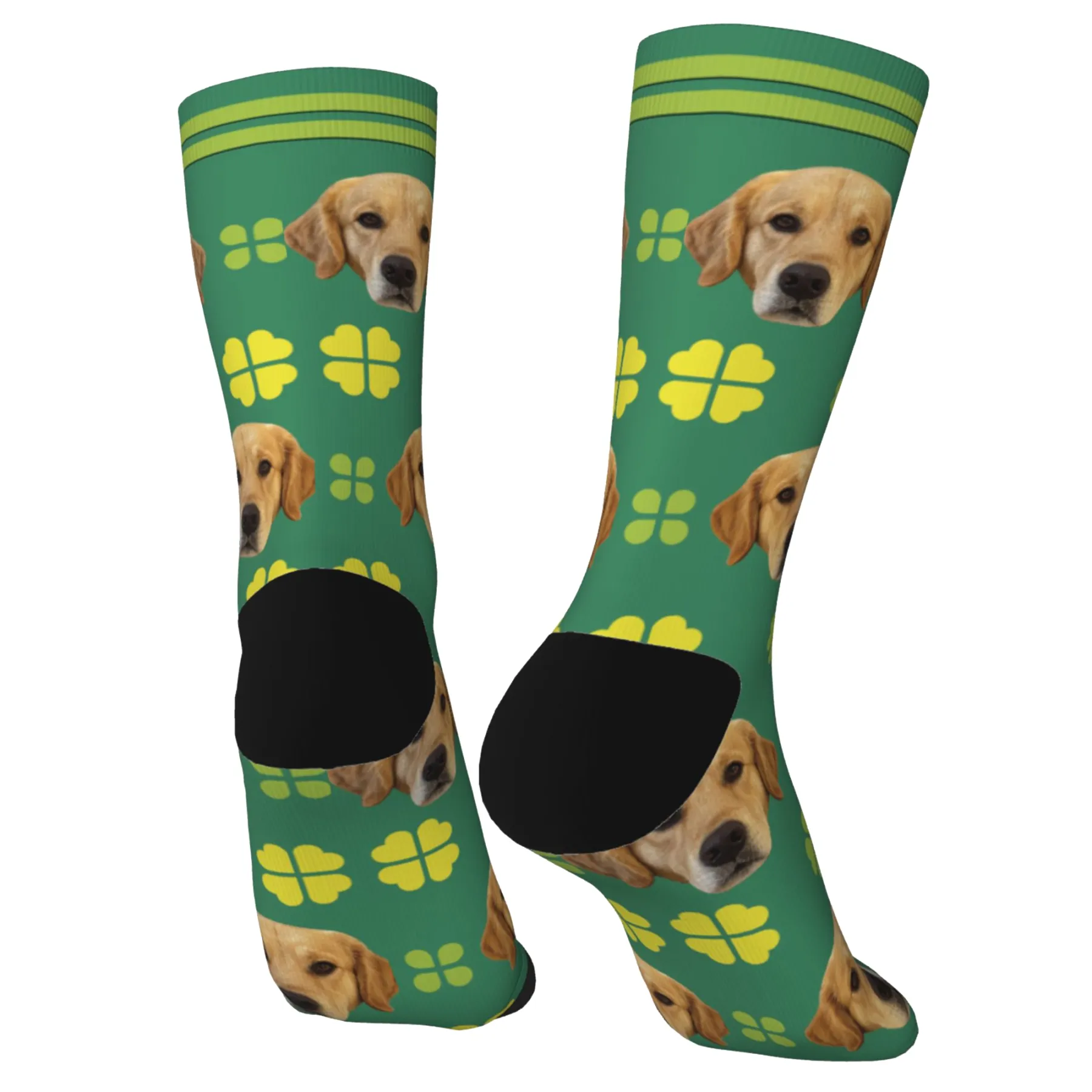 Custom Pet Face Four-leaf Clover Socks