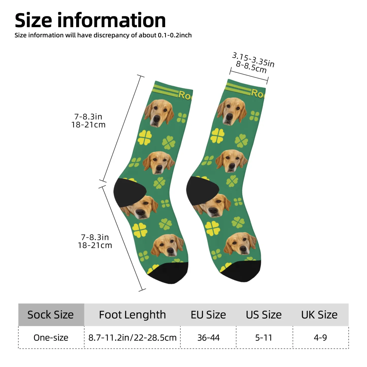 Custom Pet Face Four-leaf Clover Socks