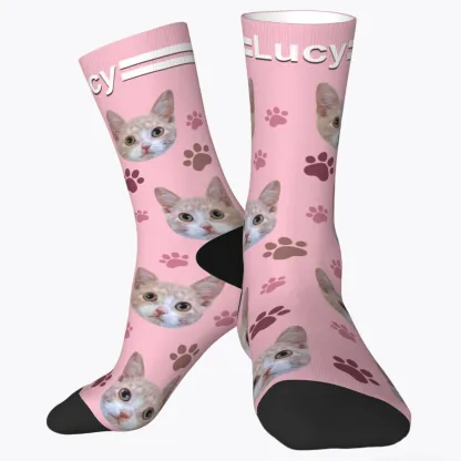 Custom Pet Face Paw Pattern Socks