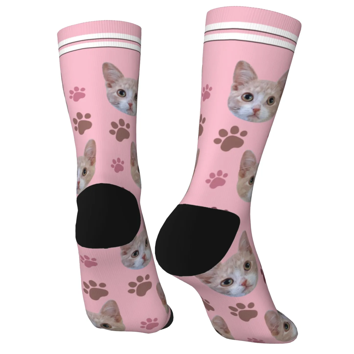 Custom Pet Face Paw Pattern Socks