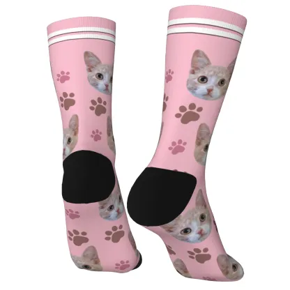 Custom Pet Face Paw Pattern Socks