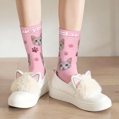 Custom Pet Face Paw Pattern Socks