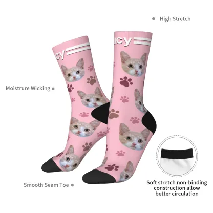 Custom Pet Face Paw Pattern Socks