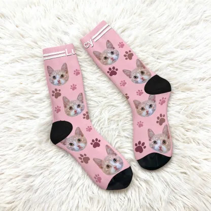 Custom Pet Face Paw Pattern Socks