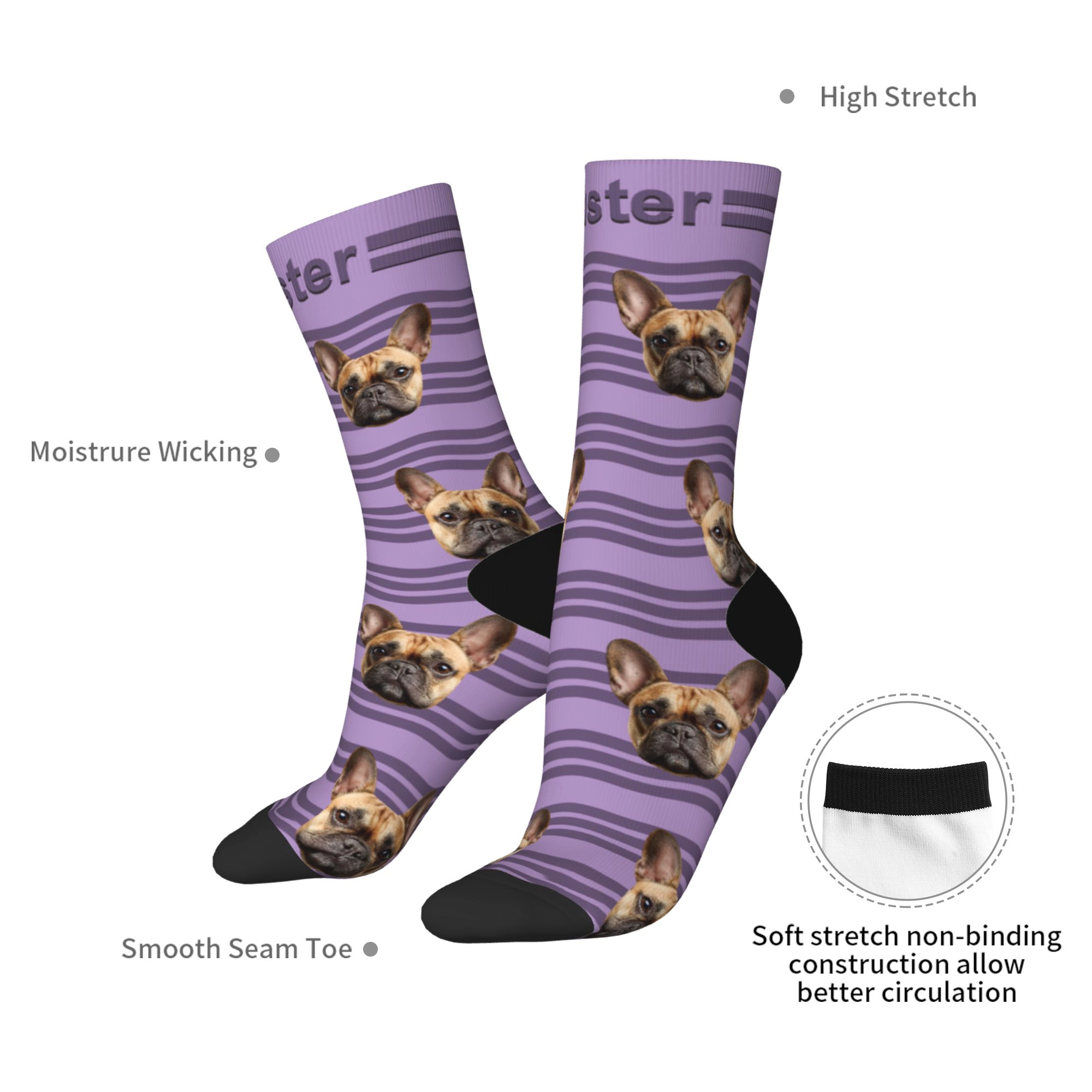 Custom Pet Face Stripe Socks
