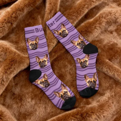 Custom Pet Face Stripe Socks