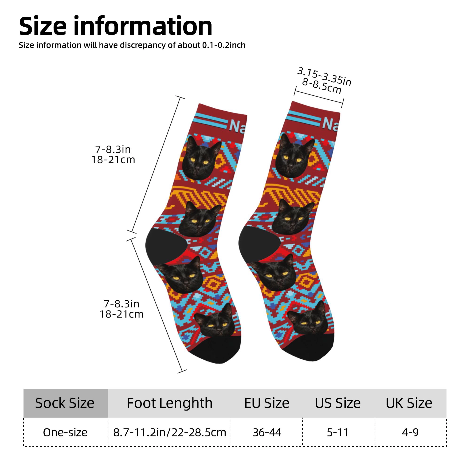Custom Pet Face Retro Ethnic Geometric Printed Socks