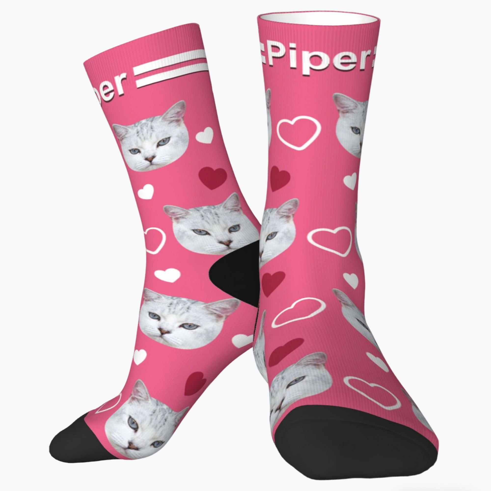 Custom Pet Face Heart Pattern Socks