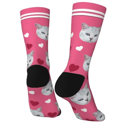 Custom Pet Face Heart Pattern Socks