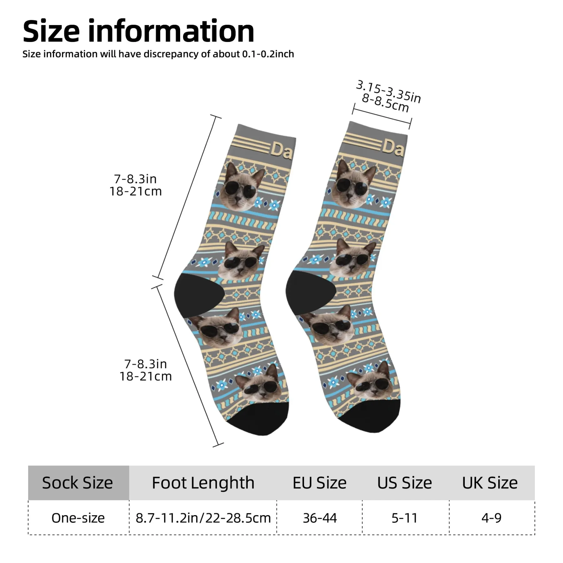 Custom Pet Face Retro Geometric Striped Vintage Fair Isle Style Socks
