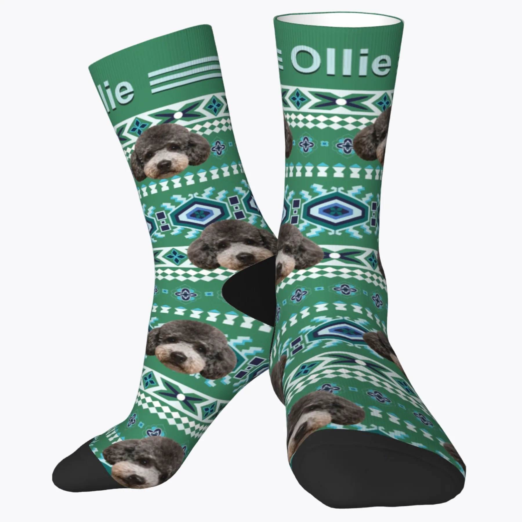 Custom Pet Face Vintage Navajo Pattern Socks