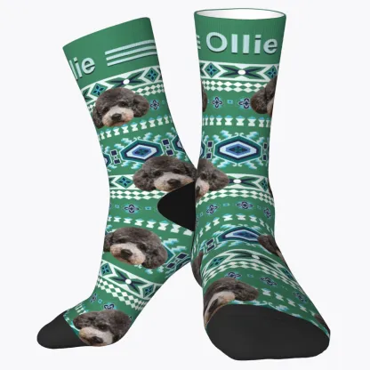 Custom Pet Face Vintage Navajo Pattern Socks