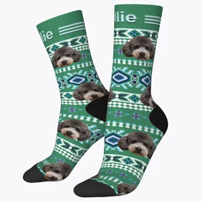 Custom Pet Face Vintage Navajo Pattern Socks