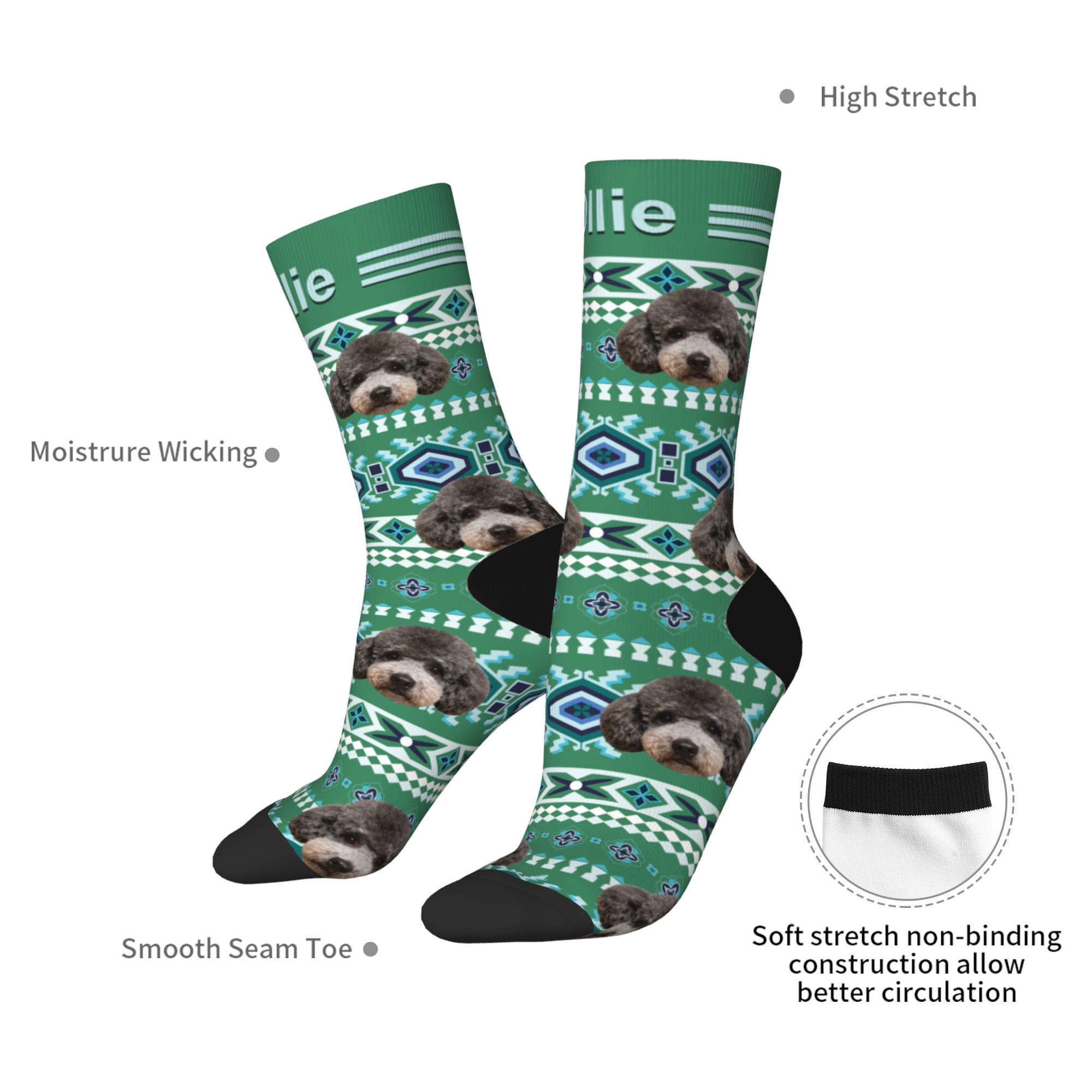 Custom Pet Face Vintage Navajo Pattern Socks