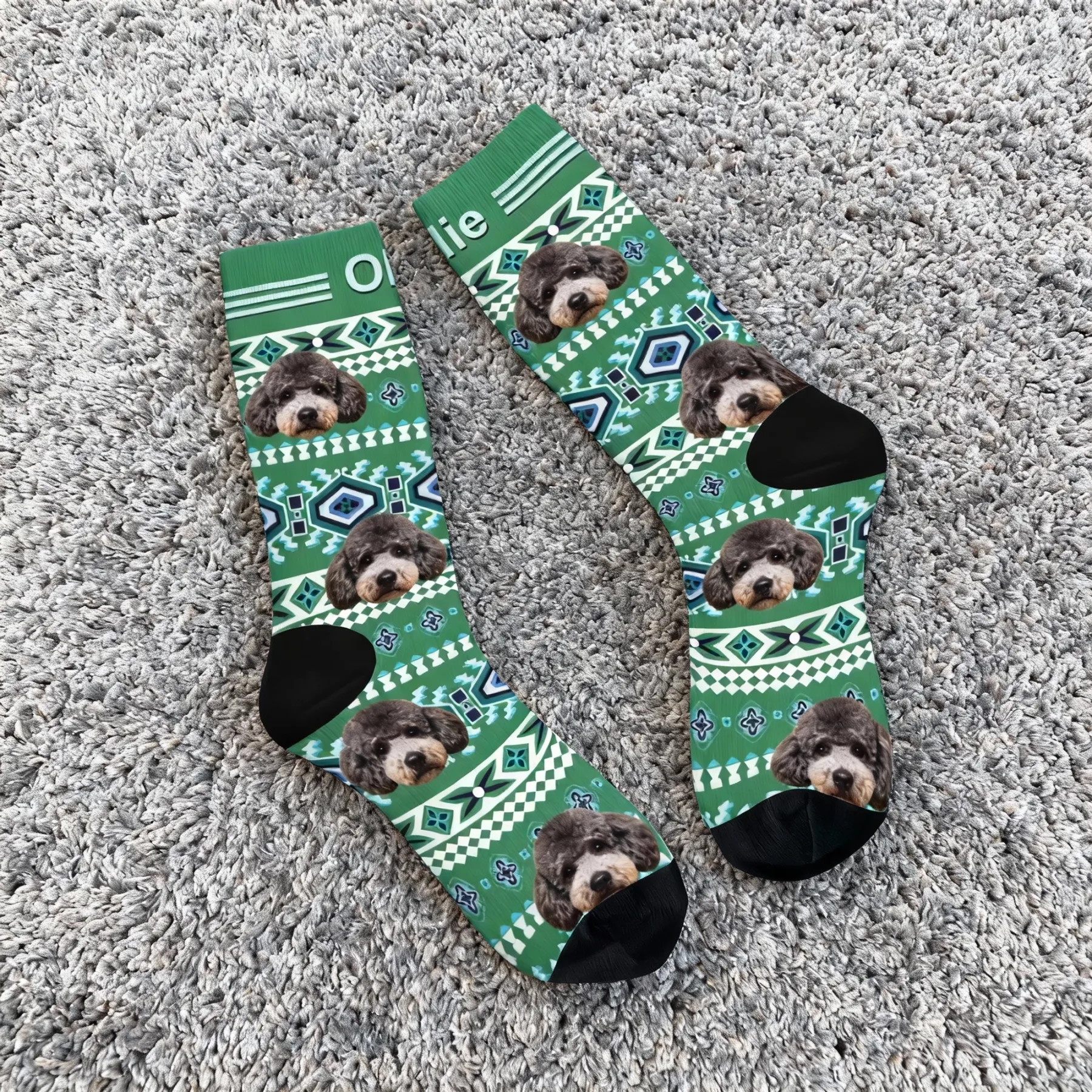 Custom Pet Face Vintage Navajo Pattern Socks