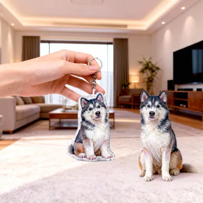 Custom Double-Sided Cat Dog Pet Photo Soft-Touch Plush Cotton Filled Keychain