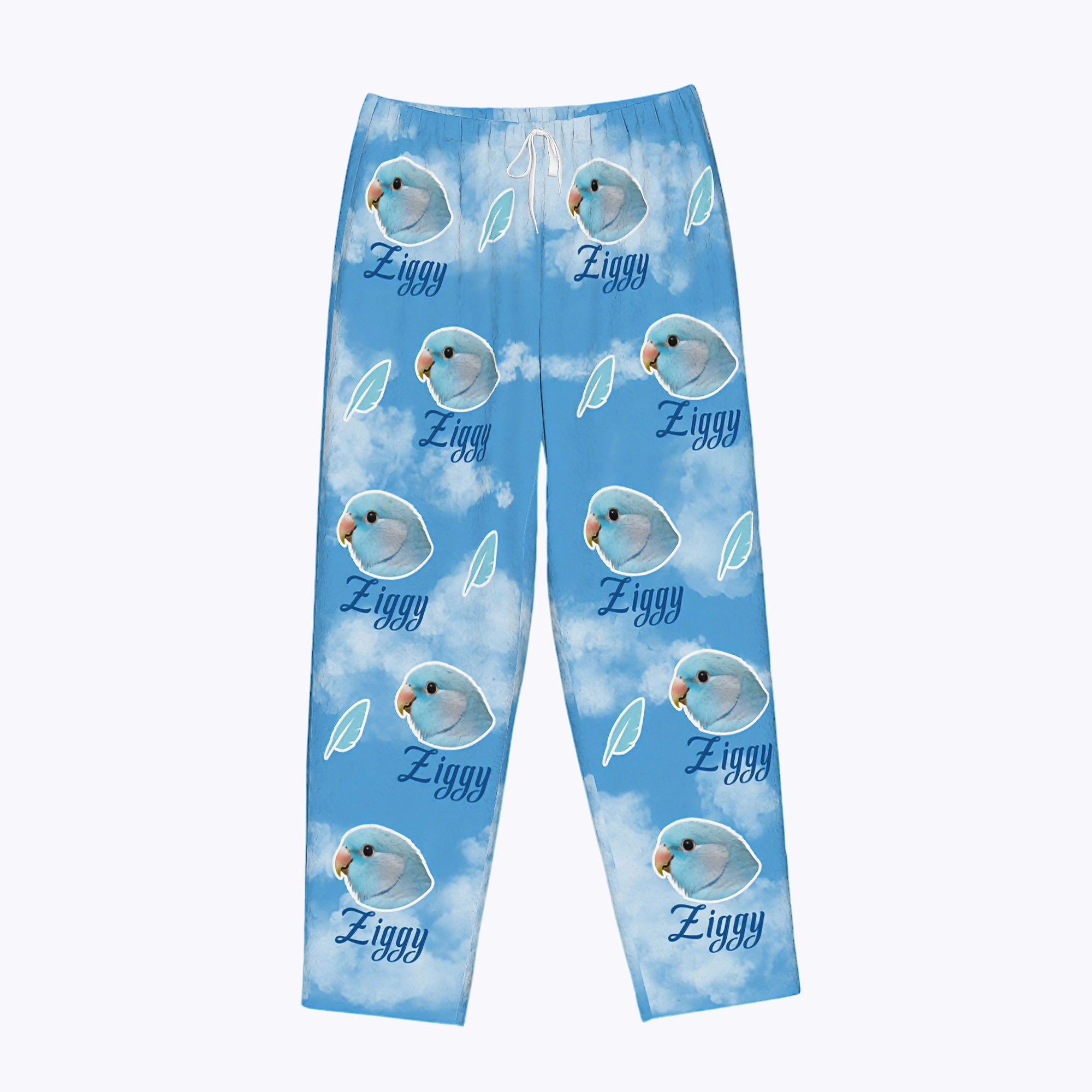 Custom Pet Face Sky Printed Flannel Pajama Pants