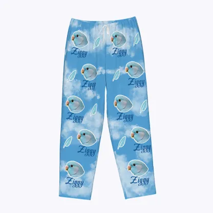 Custom Pet Face Sky Printed Flannel Pajama Pants