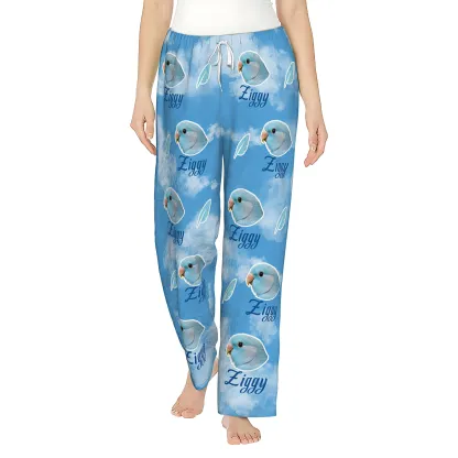 Custom Pet Face Sky Printed Flannel Pajama Pants