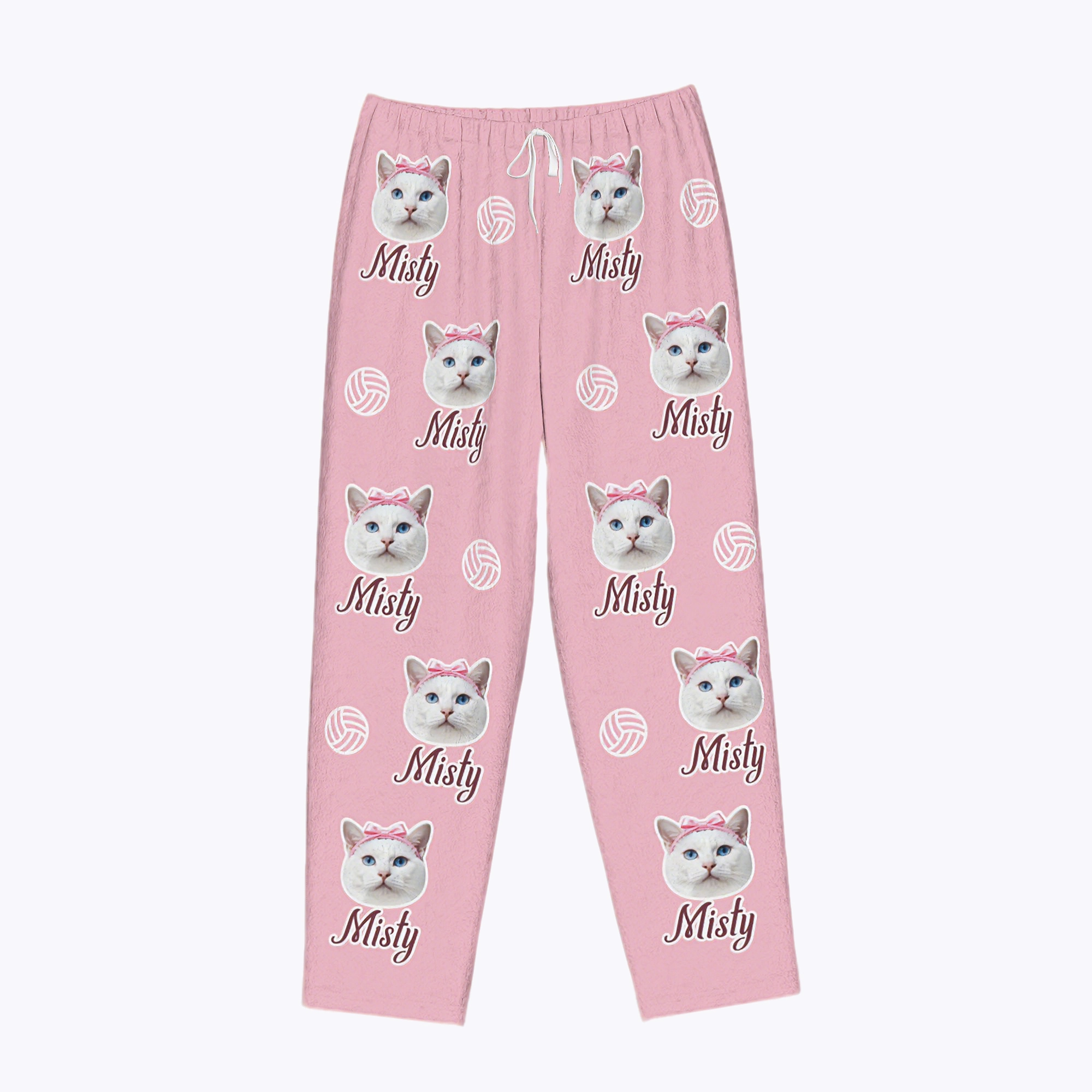 Custom Pet Face Volleyball Flannel Pajama Pants