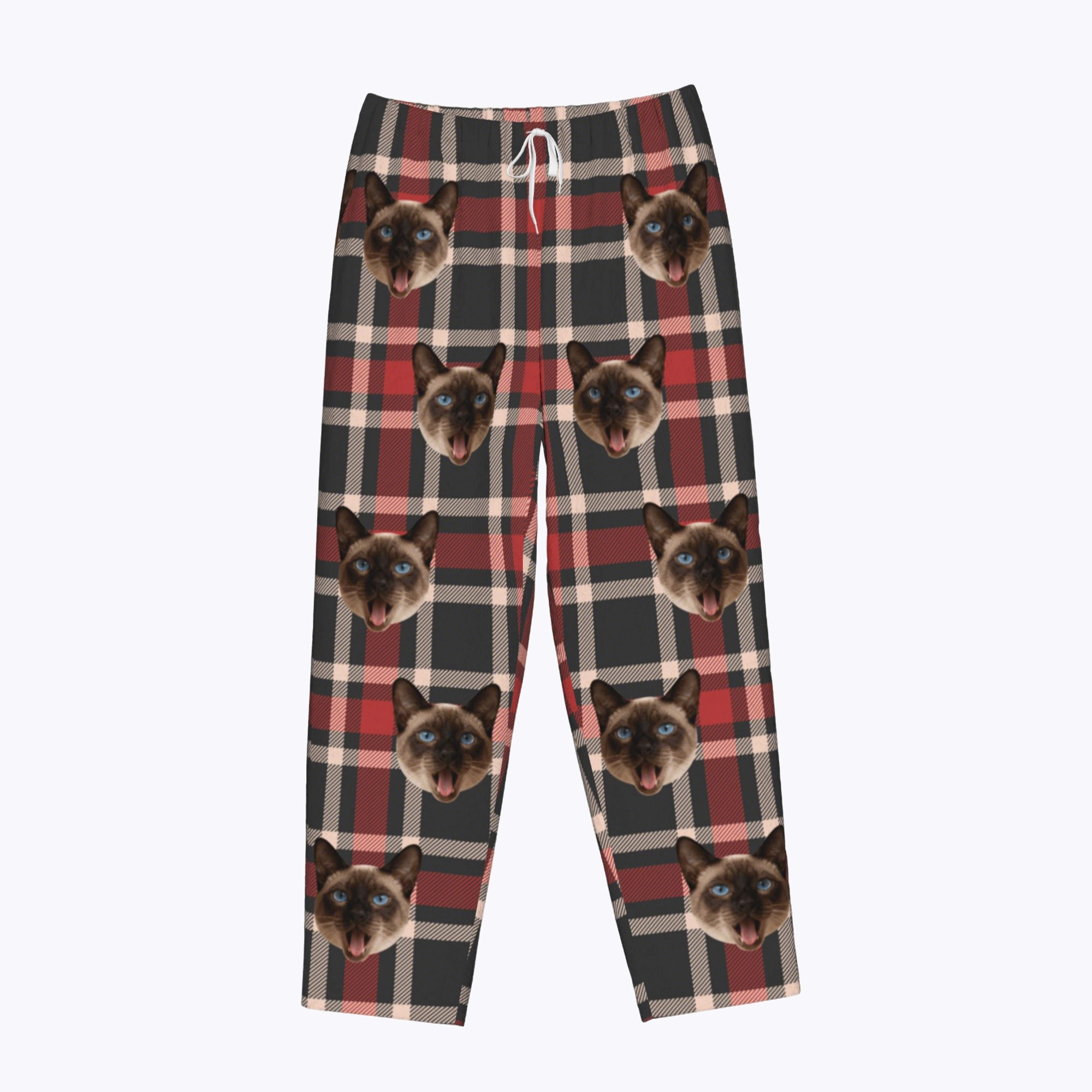 Custom Pet Face Plaid Flannel Pajama Pants