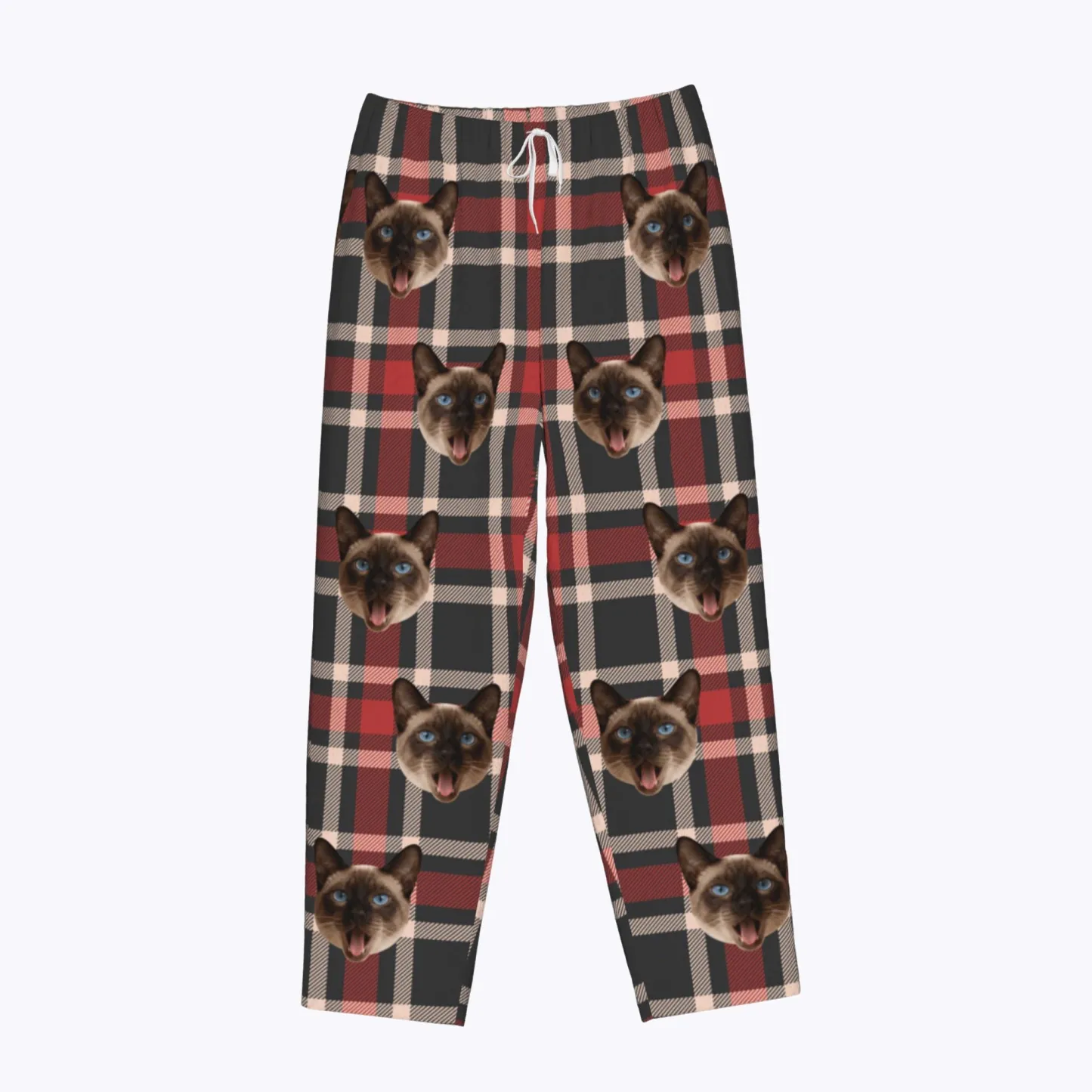 Custom Pet Face Plaid Flannel Pajama Pants