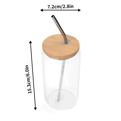 Cute Cat Dog Pet Photo Glass Cup with Bamboo Lid & Straw