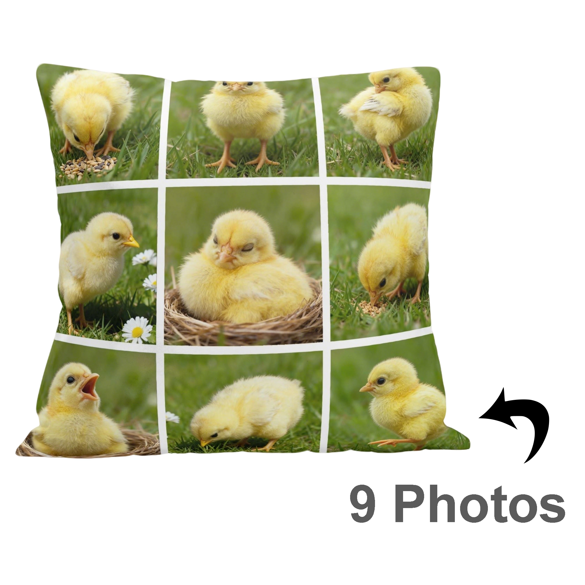 Custom 9-Grid Collage Pet Photo Throw Pillow