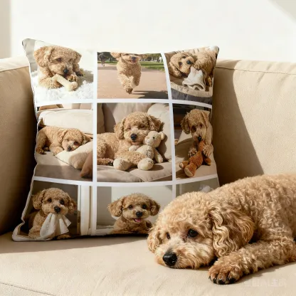 Custom 9-Grid Collage Pet Photo Throw Pillow
