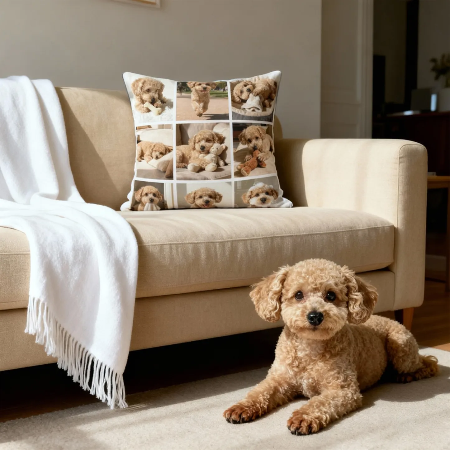 Custom 9-Grid Collage Pet Photo Throw Pillow