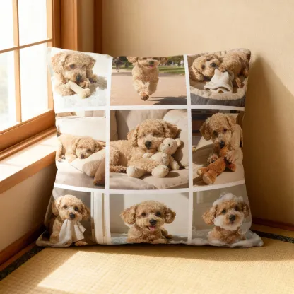 Custom 9-Grid Collage Pet Photo Throw Pillow