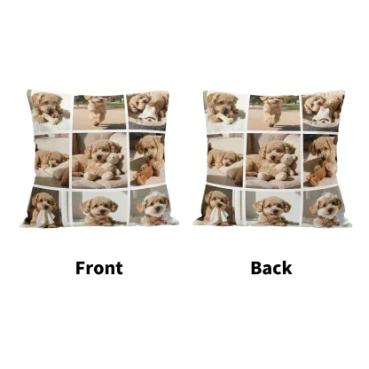 Custom 9-Grid Collage Pet Photo Throw Pillow