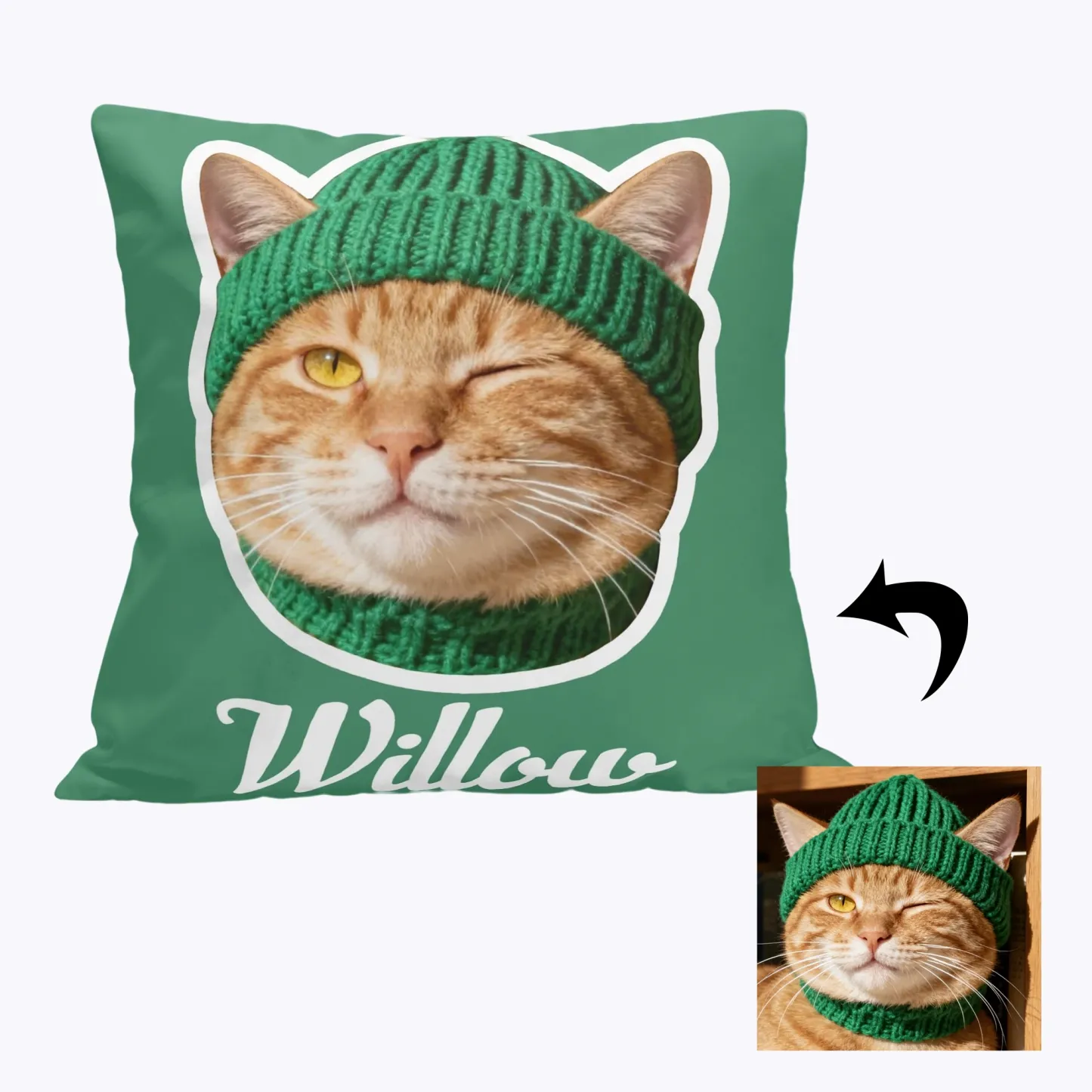 Personalized Double-sided Dog Cat Pet Face Photo Throw Pillow with Name