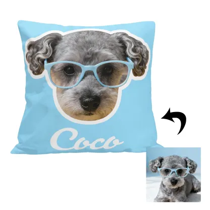 Personalized Double-sided Dog Cat Pet Face Photo Throw Pillow with Name