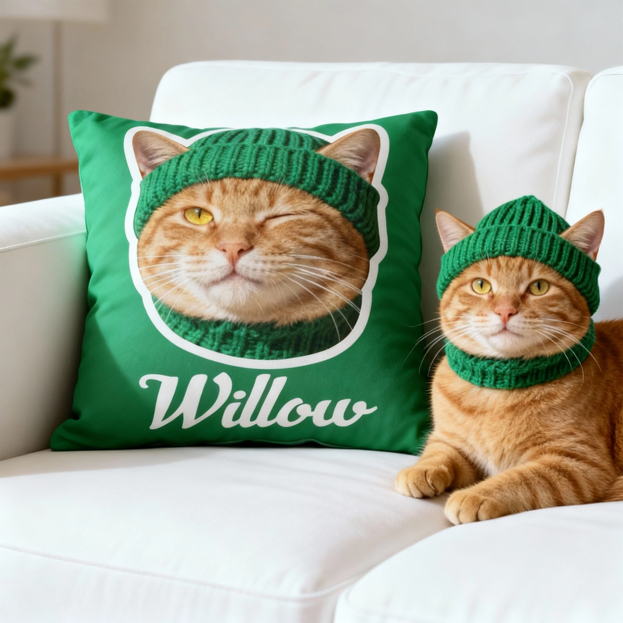 Personalized Double-sided Dog Cat Pet Face Photo Throw Pillow with Name