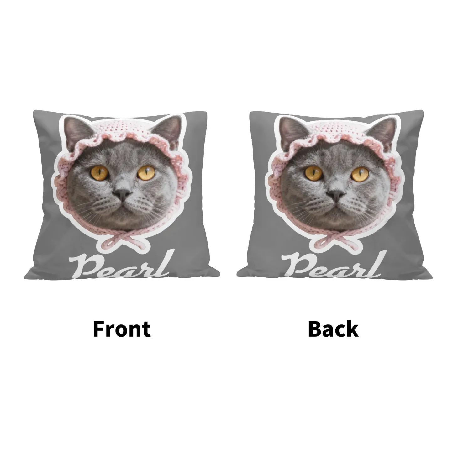 Personalized Double-sided Dog Cat Pet Face Photo Throw Pillow with Name