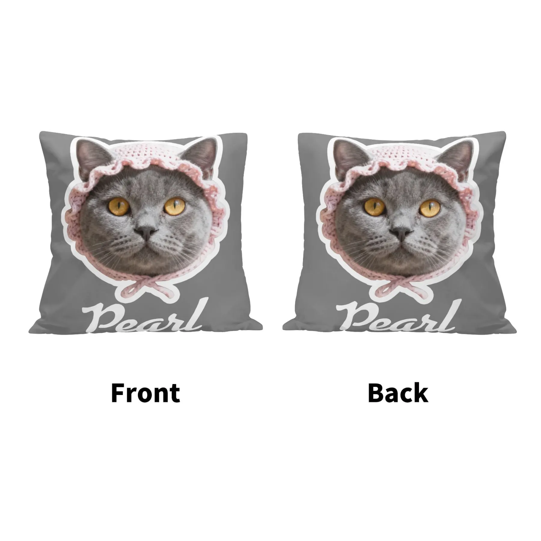 Personalized Double-sided Dog Cat Pet Face Photo Throw Pillow with Name