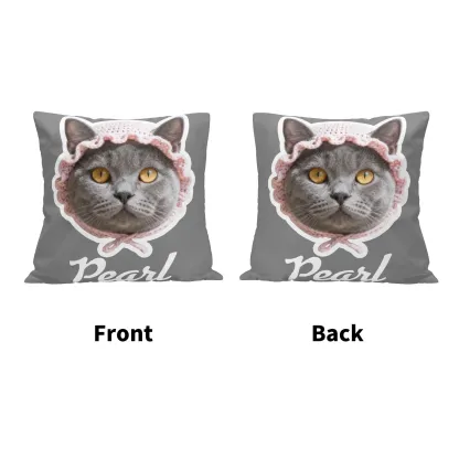 Personalized Double-sided Dog Cat Pet Face Photo Throw Pillow with Name